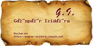 Gáspár Izidóra névjegykártya